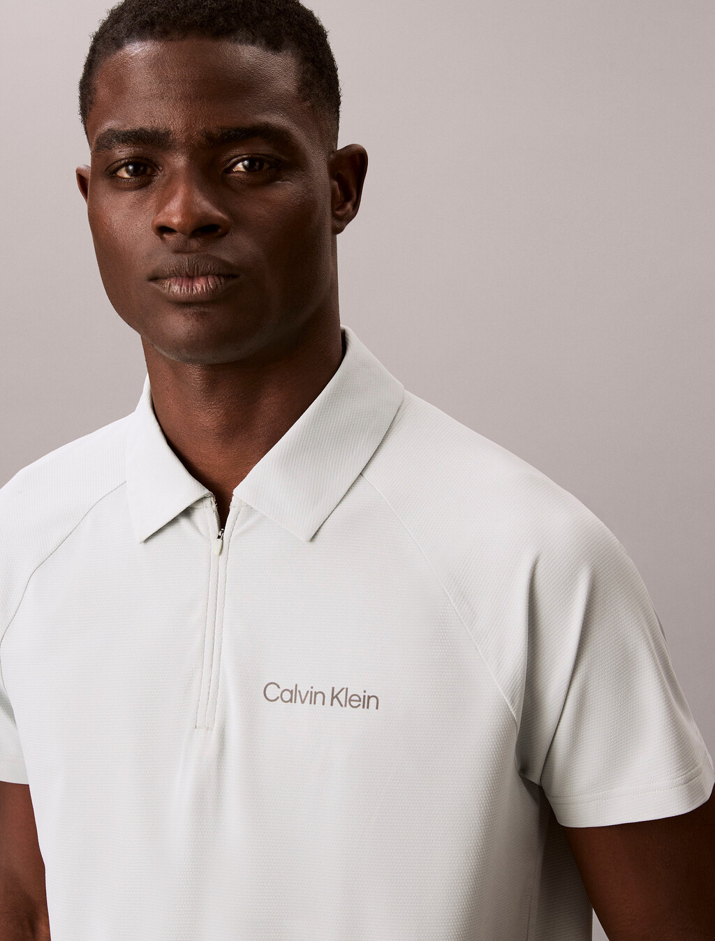 Zip Pique Sport Polo Shirt, Sky Gray, hi-res