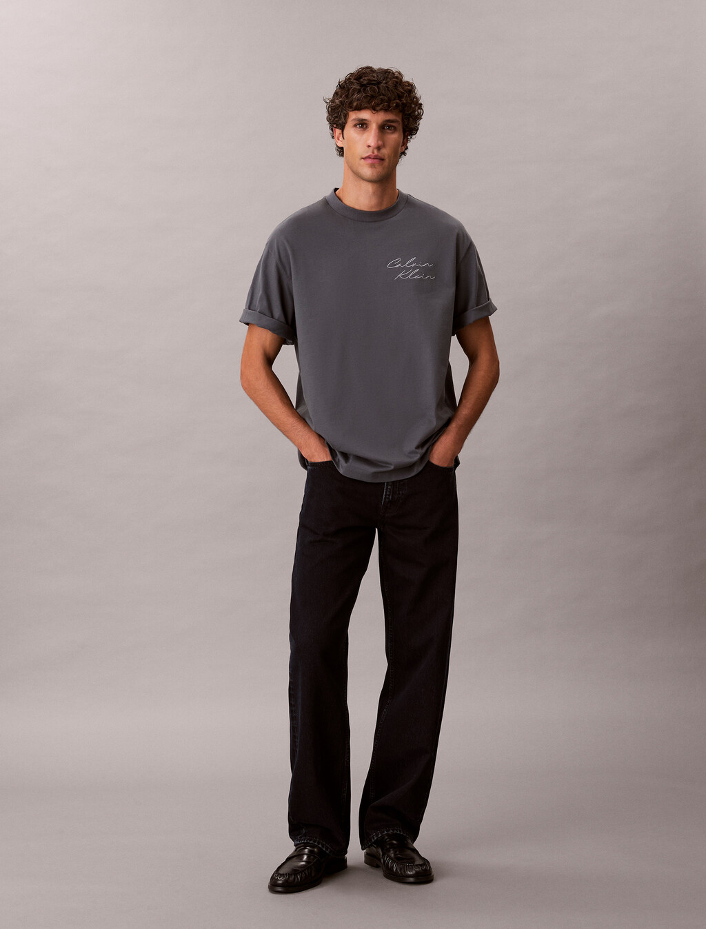 Relaxed Script Logo T-shirt, Turbulence, hi-res