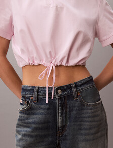Cropped Tie Waist Logo T-shirt, Cradle Pink, hi-res