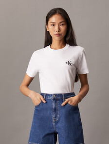 基本款 Monogram 刺繡 T 裇, Bright White, hi-res