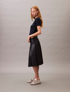 CK Logo Modal Stretch Ribbed Tee, Dark Sapphire, hi-res