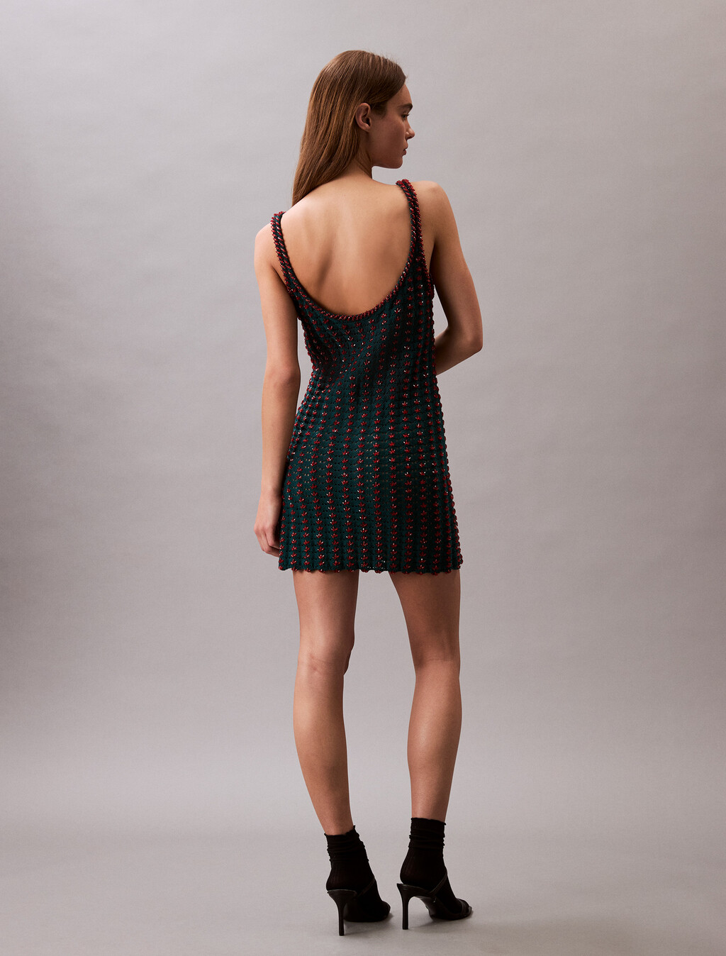 Crochet Beaded Tank Mini Dress, Maya Blue, hi-res