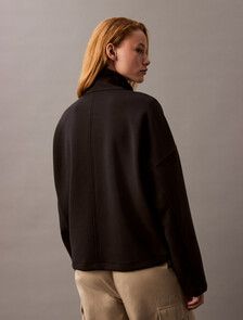 Relaxed Spacer Zip Collar Jacket, Black, hi-res