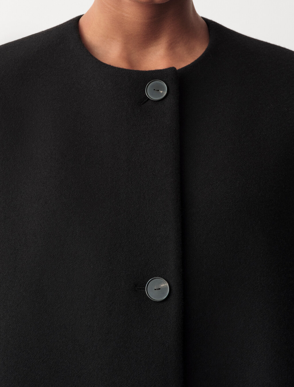 Cora無領大衣, Black, hi-res