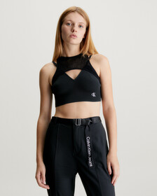 Double Layer Knit Tank Top, Ck Black, hi-res