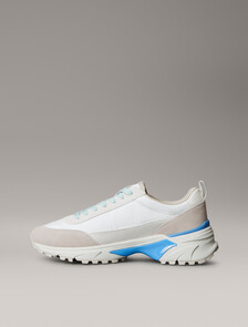 Suede and Emblem Logo Nylon Trainers, Bright White/Bonnie Blue, hi-res