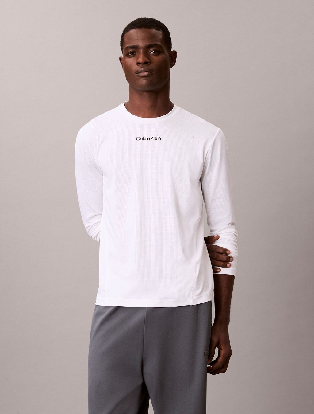 運動長袖 T 恤, Classic White, hi-res