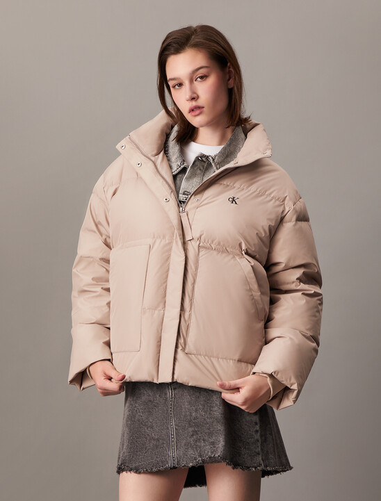 Cropped Stand Collar Puffer Jacket