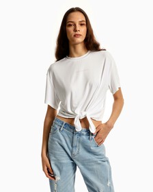 FAST TRACK VISCOSE KNOT TEE, Bright White, hi-res