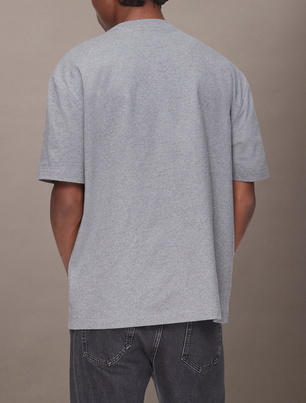 Calvin Logo 圓領上衣, Medium Grey Heather, hi-res