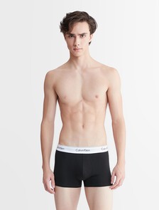 Calvin Klein Icon Cotton 彈力貼身短版四角褲（2 件組）, Black/Black, hi-res