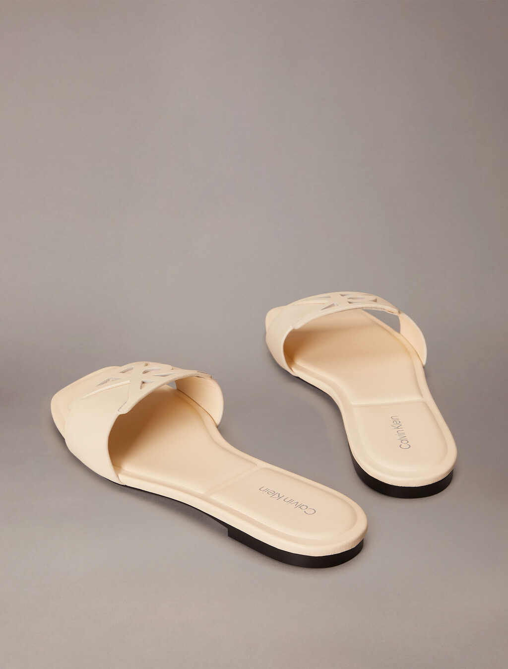 Amira - Leather Square Toe Flat Sandals, Light Cashew, hi-res