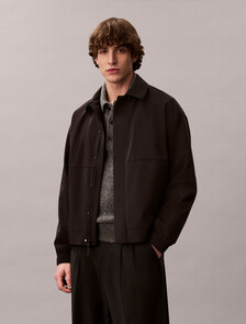 Micro Twill Bomber Jacket, Black, hi-res