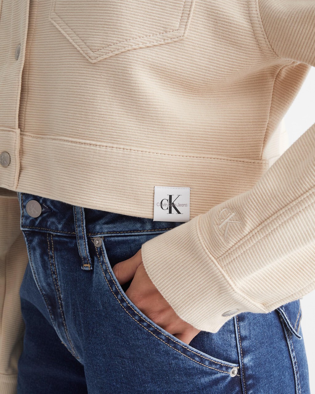 PREMIUM ESSENTIALS 短版卡車外套, Classic Beige, hi-res