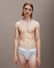 MODERN COTTON 彈力低腰三角褲（2 件組）, 1 Grey Heather / 1 Black, hi-res
