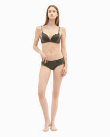 CK BLACK STRUCTURE PUSH UP PLUNGE BRA, PLATINUM GREY, hi-res