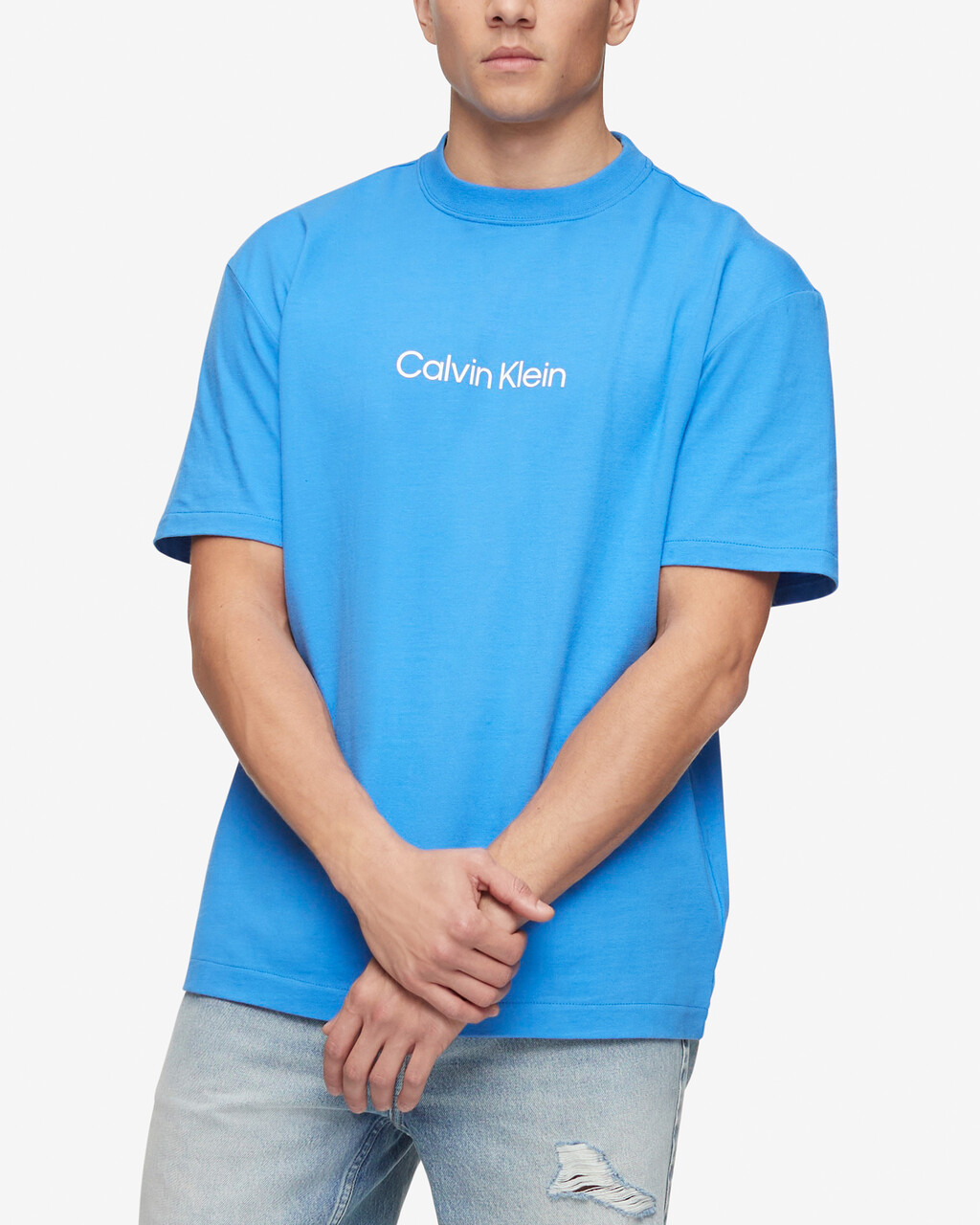 Calvin Logo 圓領上衣, PALACE BLUE-400, hi-res