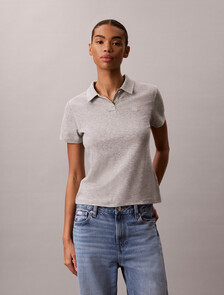 棉質萊賽爾垂墜感 Polo 衫, B10 Grey Heather, hi-res