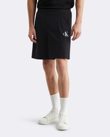 Cooling Pleated Sweat Shorts, CK BLACK, hi-res