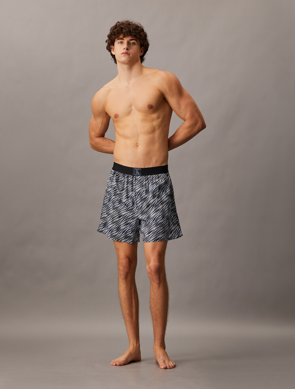 1966 Fashion Lounge Traditional Boxers, SALT AND PEPPER PRINT_TROPOSPHERE, hi-res