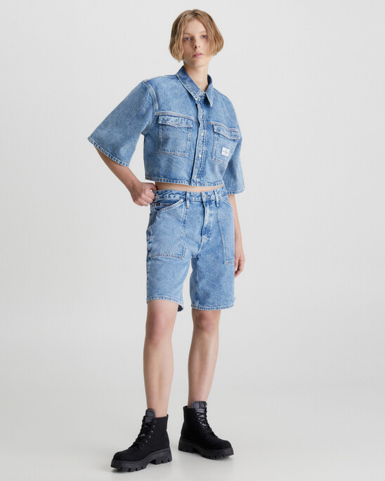 OVERSIZED SHORT SLEEVE DENIM SHIRT