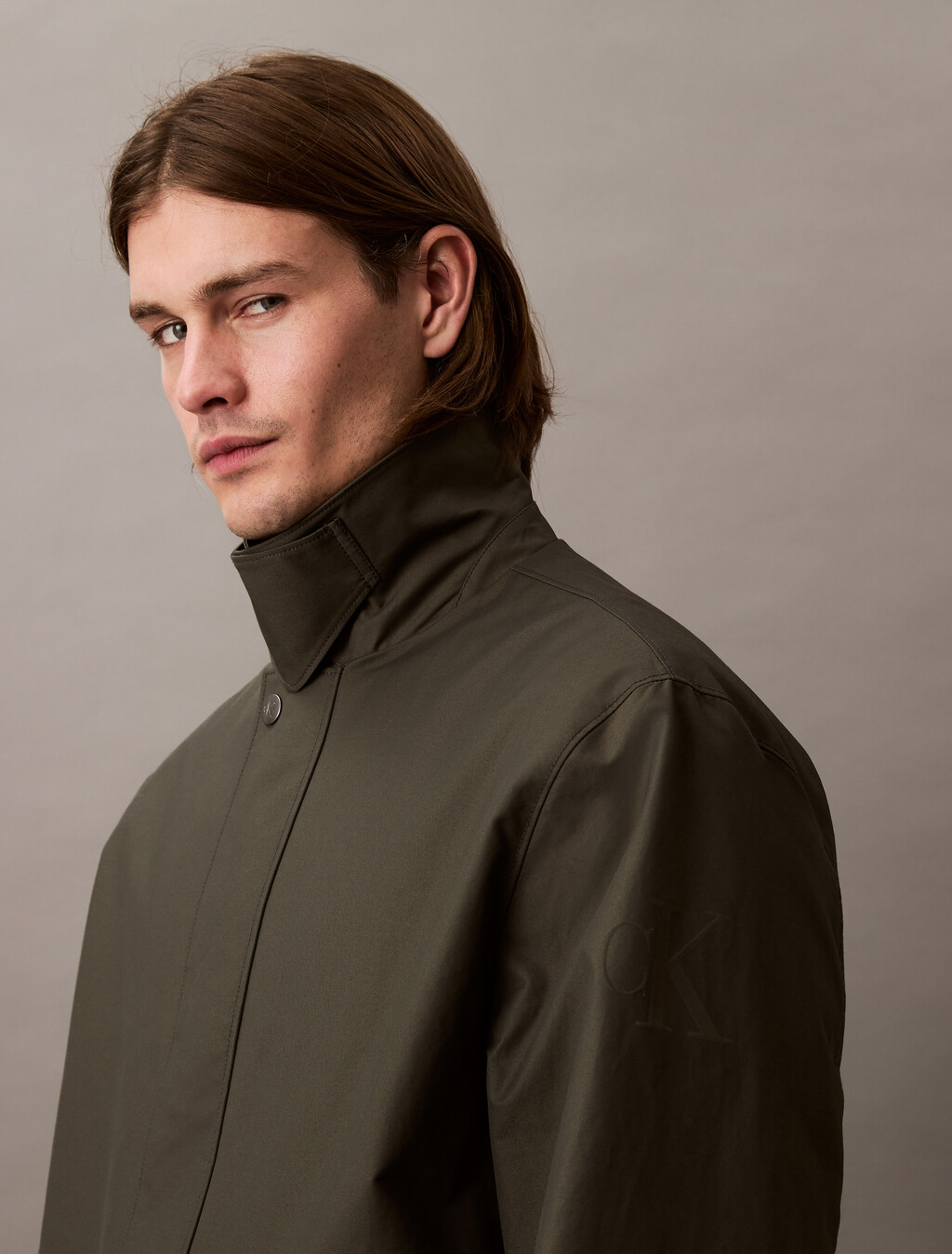 Contrast Collar Car Coat, Beluga, hi-res