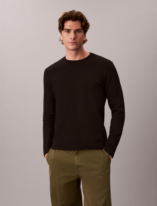 Slim Silk-Blend Interlock Long Sleeve Tee