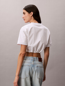 Cropped Tie Waist Logo T-shirt, Bright White, hi-res