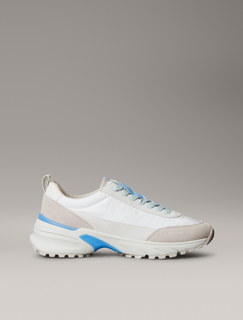 Suede and Emblem Logo Nylon Trainers, Bright White/Bonnie Blue, hi-res
