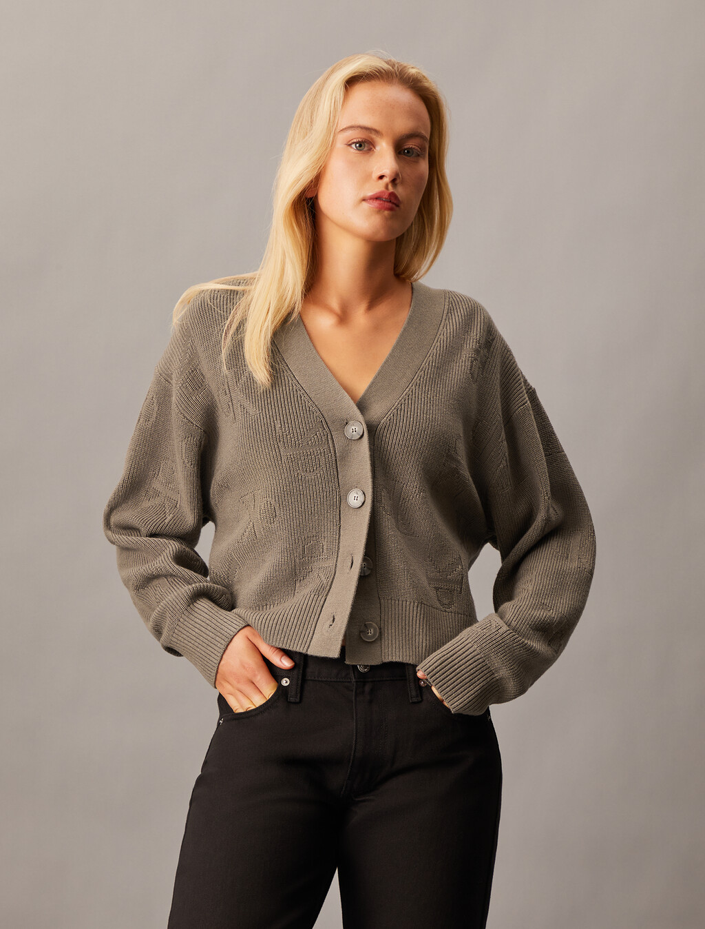 marmors】intersia こし logo cardigan