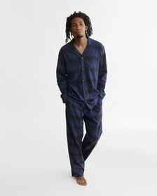 FLANNEL SLEEP PANTS, 12147 Inform Shadow Plaid+Blue Shadow, hi-res