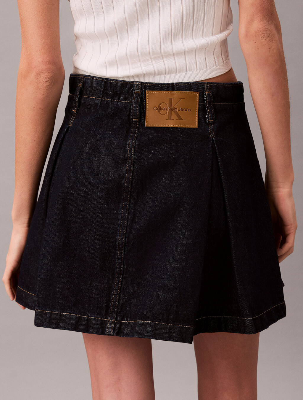 Pleated Denim Skirt, CK CLASSIC RINSE, hi-res