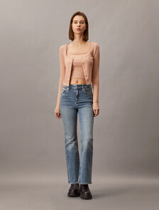Italian High Rise Flare Jeans, Denim Medium, hi-res