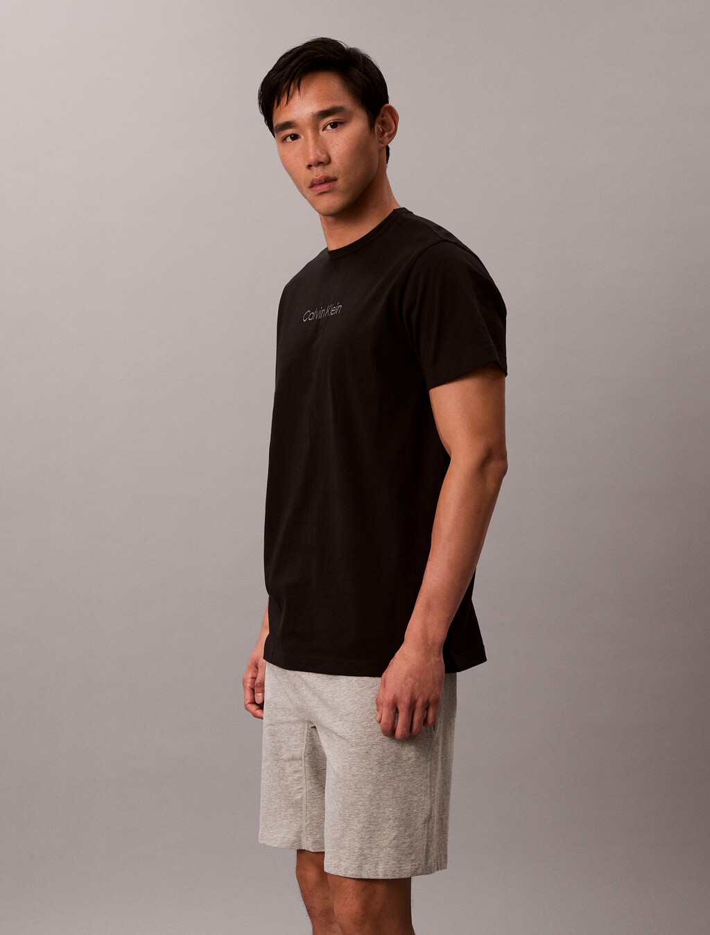 純棉圓領睡裝 T 恤, Black, hi-res