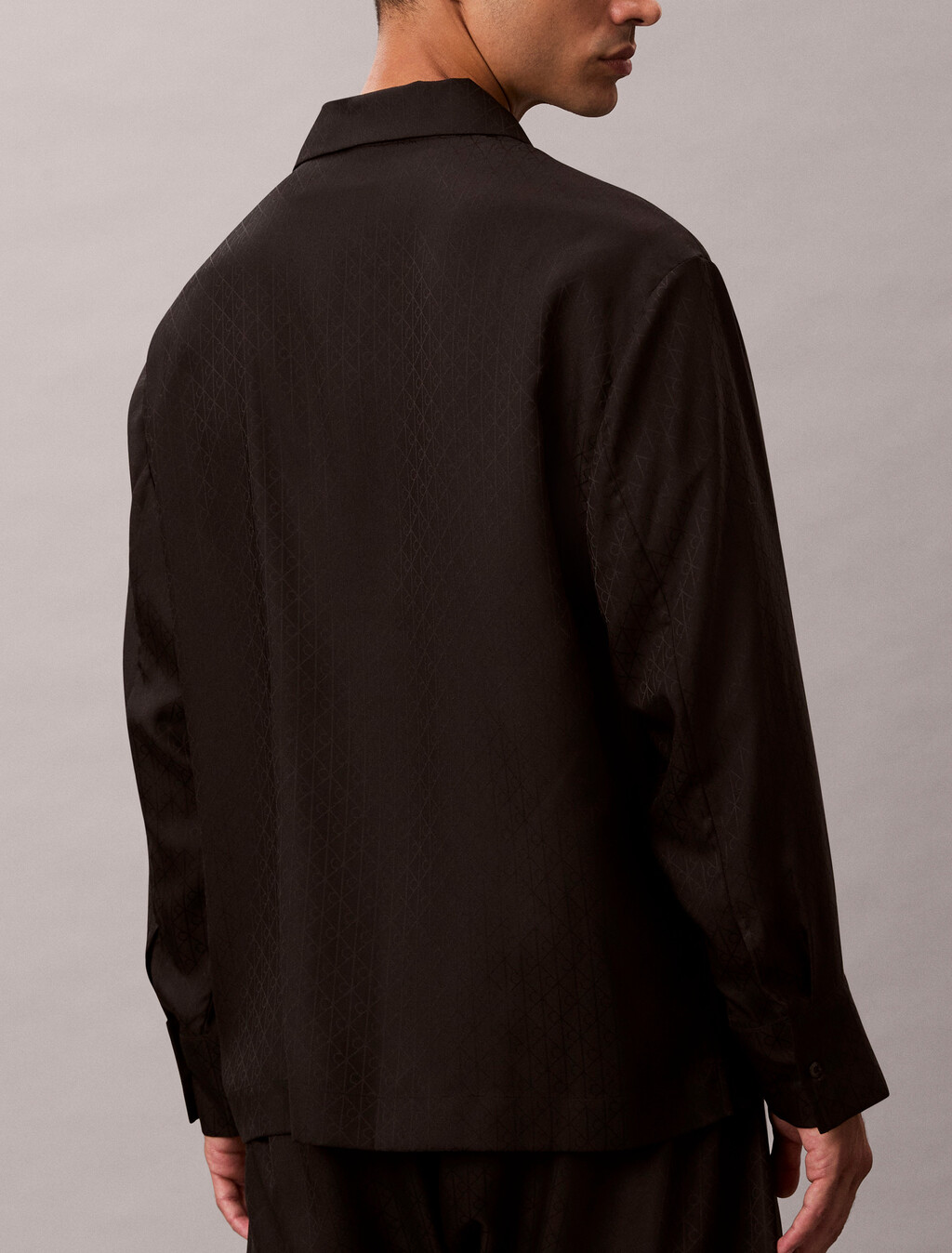 Satin Jacquard Pyjama Top, 19524 TEENIE DELUSTER EMBLEM+BLACK/ASHFORD GRAY, hi-res