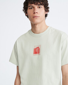 STANDARDS CROPPED EMBRACE GRAPHIC CREWNECK T-SHIRT, Green Lily, hi-res