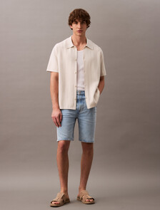 Jacquard Mesh Short Sleeve Shirt, Silver Birch, hi-res