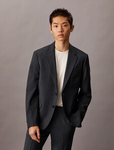 Refined Wool Blend Slim Blazer, Charcoal Heather, hi-res