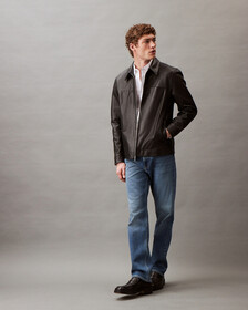 Full-Zip Leather Jacket, Black Beauty, hi-res