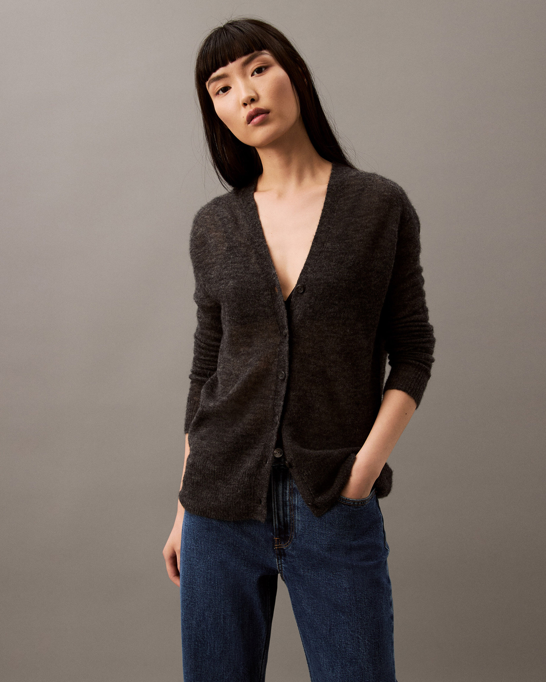 Sheer open cardigan sale