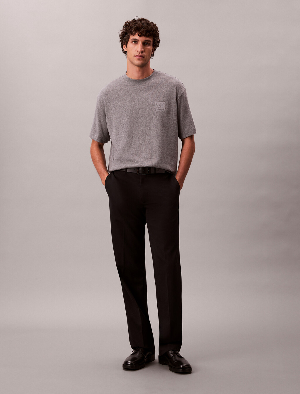 CK Emblem Patch Tee, Med Grey Heather, hi-res