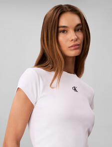 羅紋緊身短版 T 恤, Brilliant White, hi-res