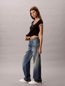 Slim Cotton Stretch Ringer T-shirt, Black, hi-res