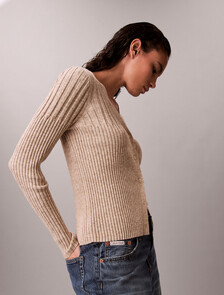 Cotton Mouline Rib Cardigan, Tuscan Beige Space Dye, hi-res