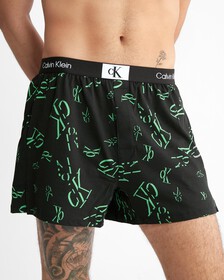 Calvin Klein 1996 Cotton Slim Boxers, ON THE DANCE FLOOR LOGO+BLACK, hi-res