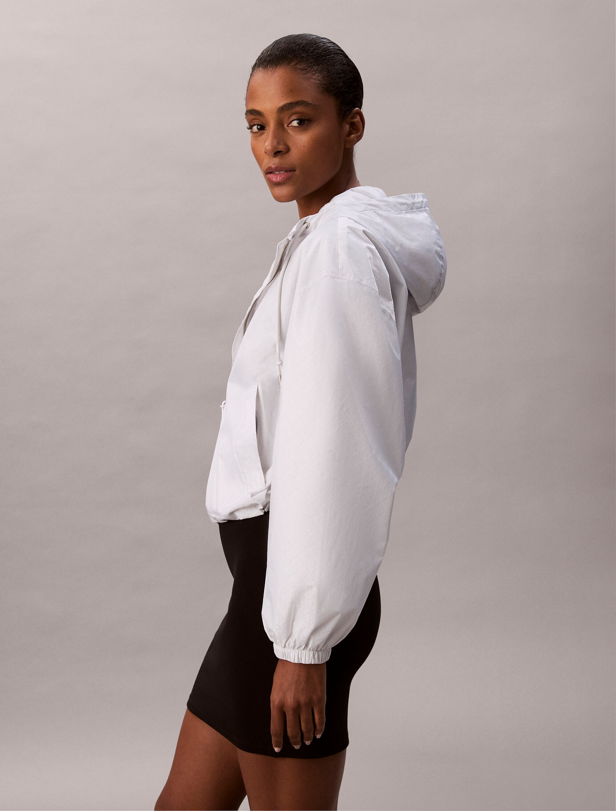 All Over Print Logo Jacquard Wind Jacket | grey | Calvin