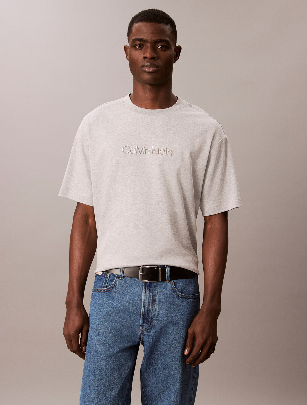 Calvin Klein Logo Tee, BC06 Grey Heather, hi-res