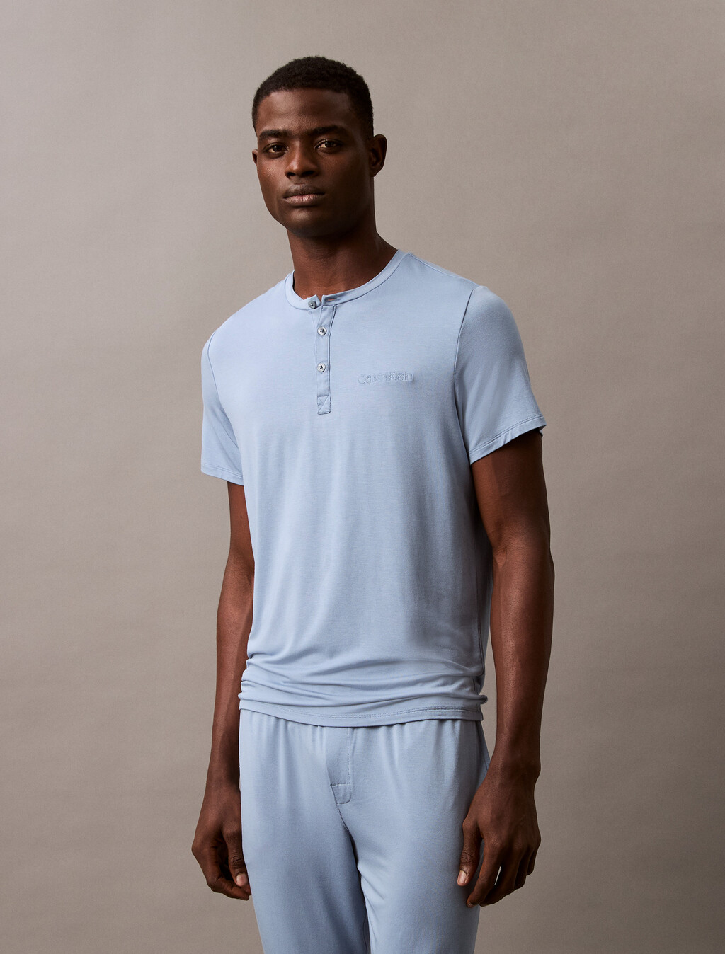 Ultra Soft Modal Henley Sleep T-Shirt, Faded Denim, hi-res