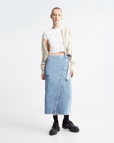 裹身式超長牛仔半身裙, Lgiht Blue Lg Belt, hi-res