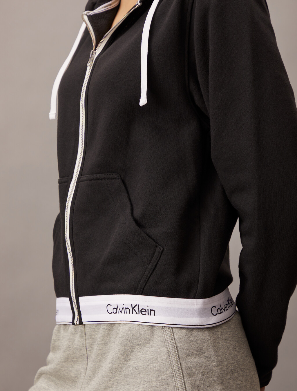 Icon Cotton 拉鍊連帽衫, Black, hi-res